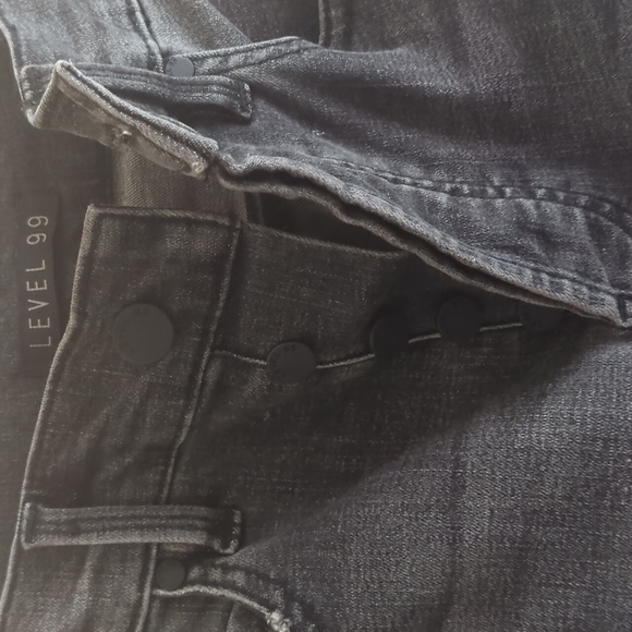 Level 99 Button Fly High-Waisted Faded Distressed Black Jeans Size 26 - Picture 8 of 10